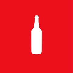 beer bottle. white icon on red background