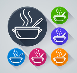 cooking pot icons with shadow