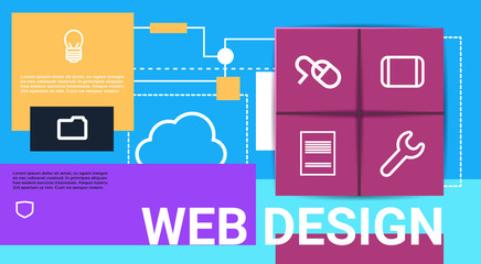 web design technology presentation interface icon website ideas information concept copy space banner flat vector illustration