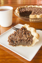 Piece of Pecan Pie with Tea