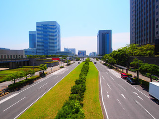 Modern skyscrapers in business district of Makuhari, Chiba, Japan