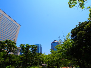 Modern skyscrapers in business district of Makuhari, Chiba, Japan