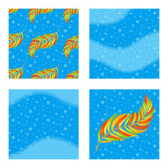 Obraz premium The set of Colored patterns and backgrounds with leaves abstract flat isolated