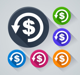 refund money icons with shadow