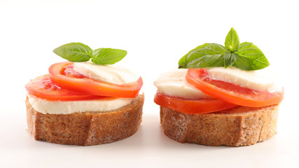 bruschetta with tomato, mozzarella and basil