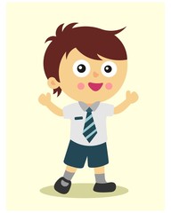 cute little kids schoolboy cartoon character