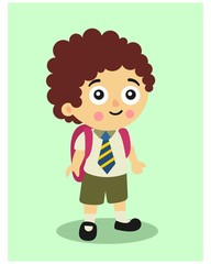 cute little kids schoolboy cartoon character