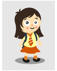 cute little kids school girls cartoon character