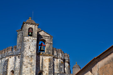 exterior view of the round fortified templars church in Tomar - Portugal