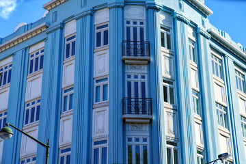 The facade of the ancient building in Lisbon . sunny afternoon