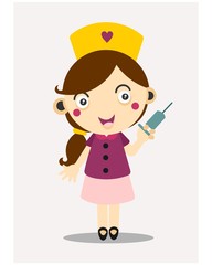 cute little kids nurse girls cartoon character