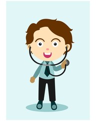 cute little doctor kids cartoon character