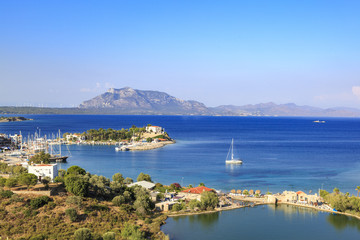 Naklejka na ściany i meble Taslik beach with lake and Sea port of Datca, Turkey