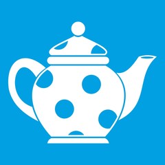 Kettle icon white isolated on blue background vector illustration