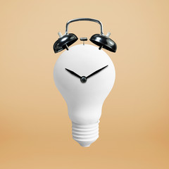 Creativity concepts with white lightbulb and clock.business solution