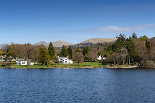 Beautiful lakeside village situated on the bank of Lake Windermere in the scenic Lake District National Park, South Lakeland, North West England, UK