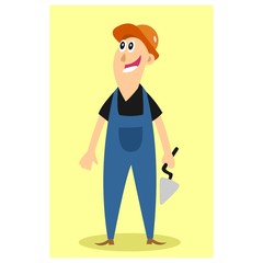 funny cute builder workman cartoon character