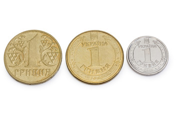 Coins one Ukrainian hryvnia, 2002, 2014 and 2018