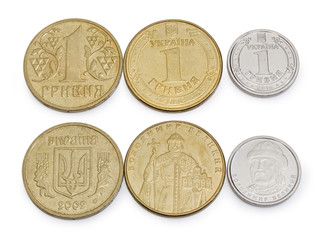 Coins one Ukrainian hryvnia, 2002, 2014 and 2018