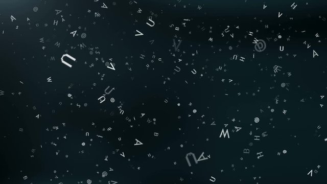 Background with abstract flying letters