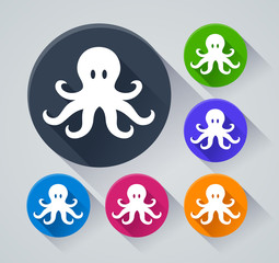 octopus circle icons with shadow