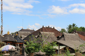 Fototapeta na wymiar Around Penglipuran village, one iconic traditional neighborhood full of coconut leaves (janur)