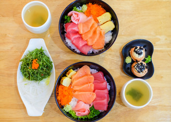 Japanese meal on table 