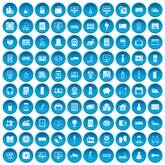 100 appliances icons set in blue circle isolated on white vector illustration