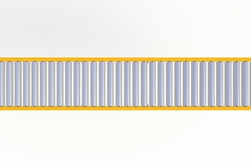 Top view empty yellow conveyor line isolated on a white background, Delivery concept, 3d rendering