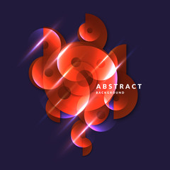 Abstract banner with neon circle on a dark background.