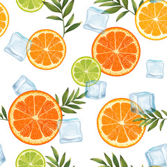 seamless pattern with citrus and ice