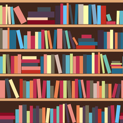 Vector seamless pattern of shelf with books. Seamless pattern of