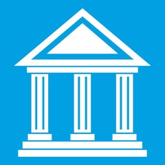 Colonnade icon white isolated on blue background vector illustration