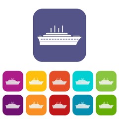 Obraz premium Ship icons set vector illustration in flat style in colors red, blue, green, and other