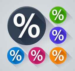 discount circle icons with shadow