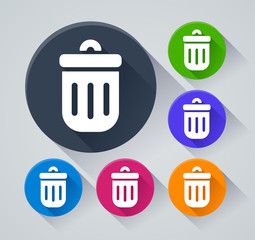 bin circle icons with shadow