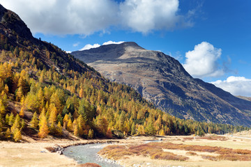 Alpine landscape near Bernina pass , Switzerland.