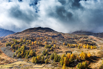 Fototapeta premium Alpine landscape near Bernina pass , Switzerland.