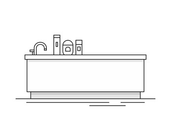 Bathtub. monochrome style. isolated on white background 