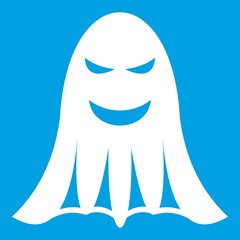 Ghost icon white isolated on blue background vector illustration