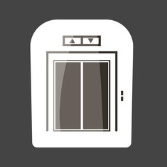 Elevator colored sticker  with button vector icon. Layers grouped for easy editing illustration.  For your design.