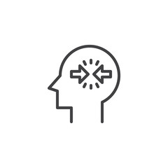 Conflict Resolution outline icon. linear style sign for mobile concept and web design. Conflict arrows in head simple line vector icon. Symbol, logo illustration. Pixel perfect vector graphics