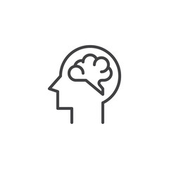 Human brain outline icon. linear style sign for mobile concept and web design. Brainstorm simple line vector icon. Symbol, logo illustration. Pixel perfect vector graphics