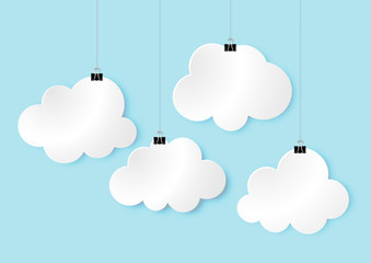 3d four cloud sign modern paper art design , inforgraphic, paper cut style, abstract background vector and illustration