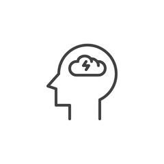 Brainstorming head outline icon. linear style sign for mobile concept and web design. Depression head simple line vector icon. Symbol, logo illustration. Pixel perfect vector graphics