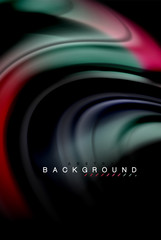 Fluid liquid colors design, colorful marble or plastic wavy texture background, glowing multicolored elements on black, for business or technology presentation or web brochure cover design, wallpaper