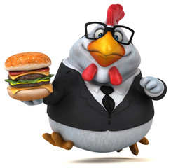 Fun chicken - 3D Illustration