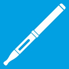 Mod and clearomizer in the kit icon white isolated on blue background vector illustration