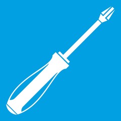 Screwdriver icon white isolated on blue background vector illustration