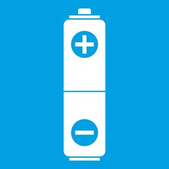Obraz premium Battery icon white isolated on blue background vector illustration